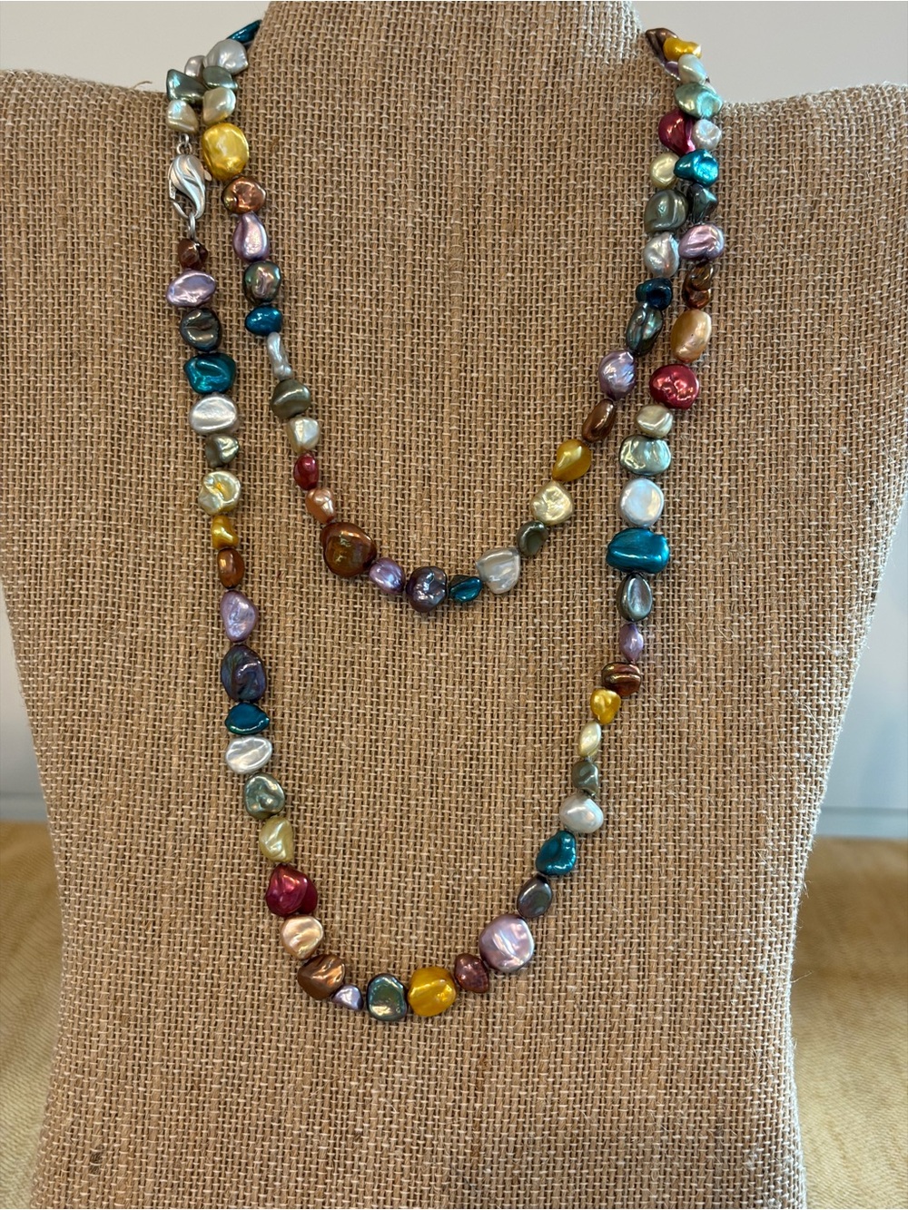 Multicolor Freshwater Pearl Long Layered Necklace